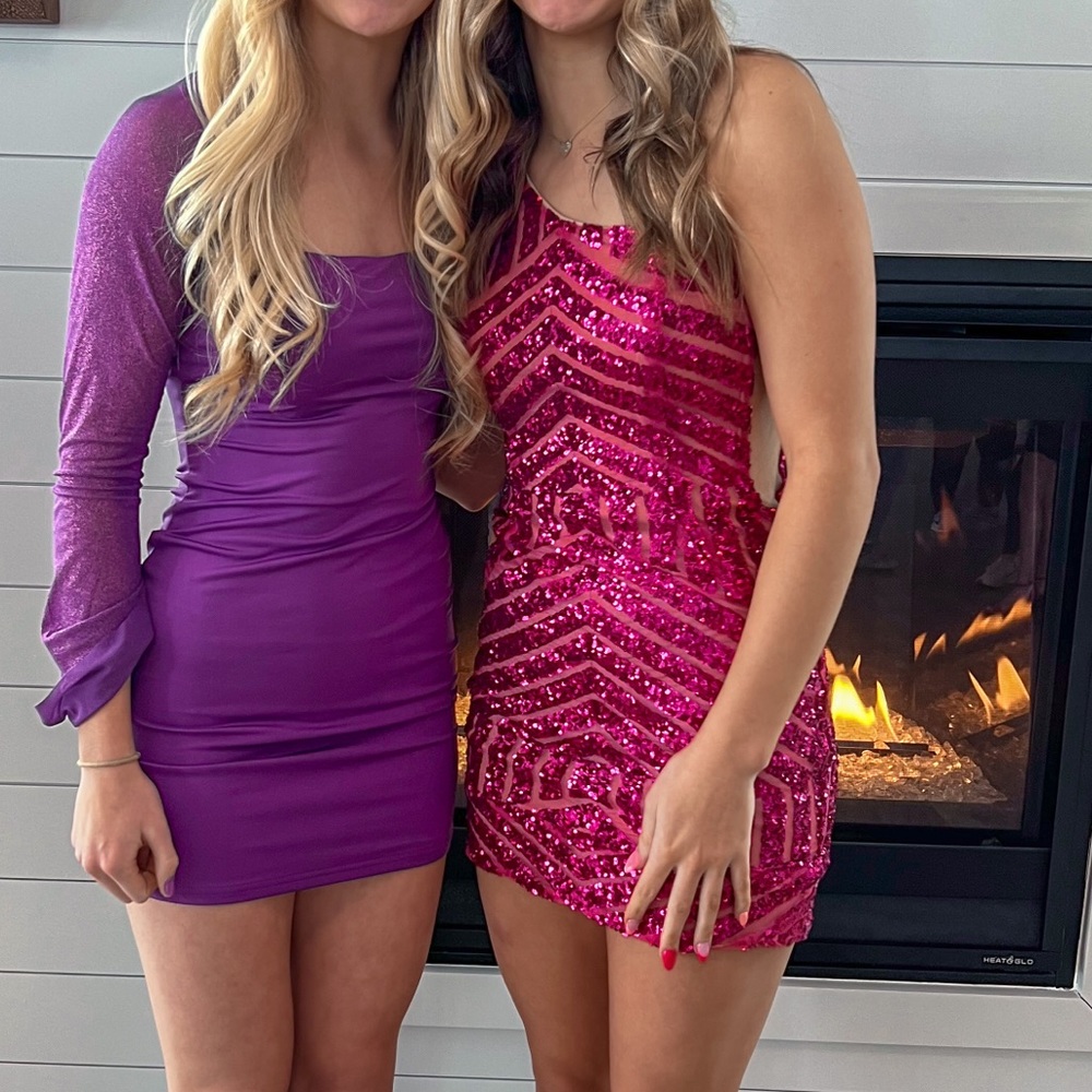 Pink One Shoulder Homecoming Dress